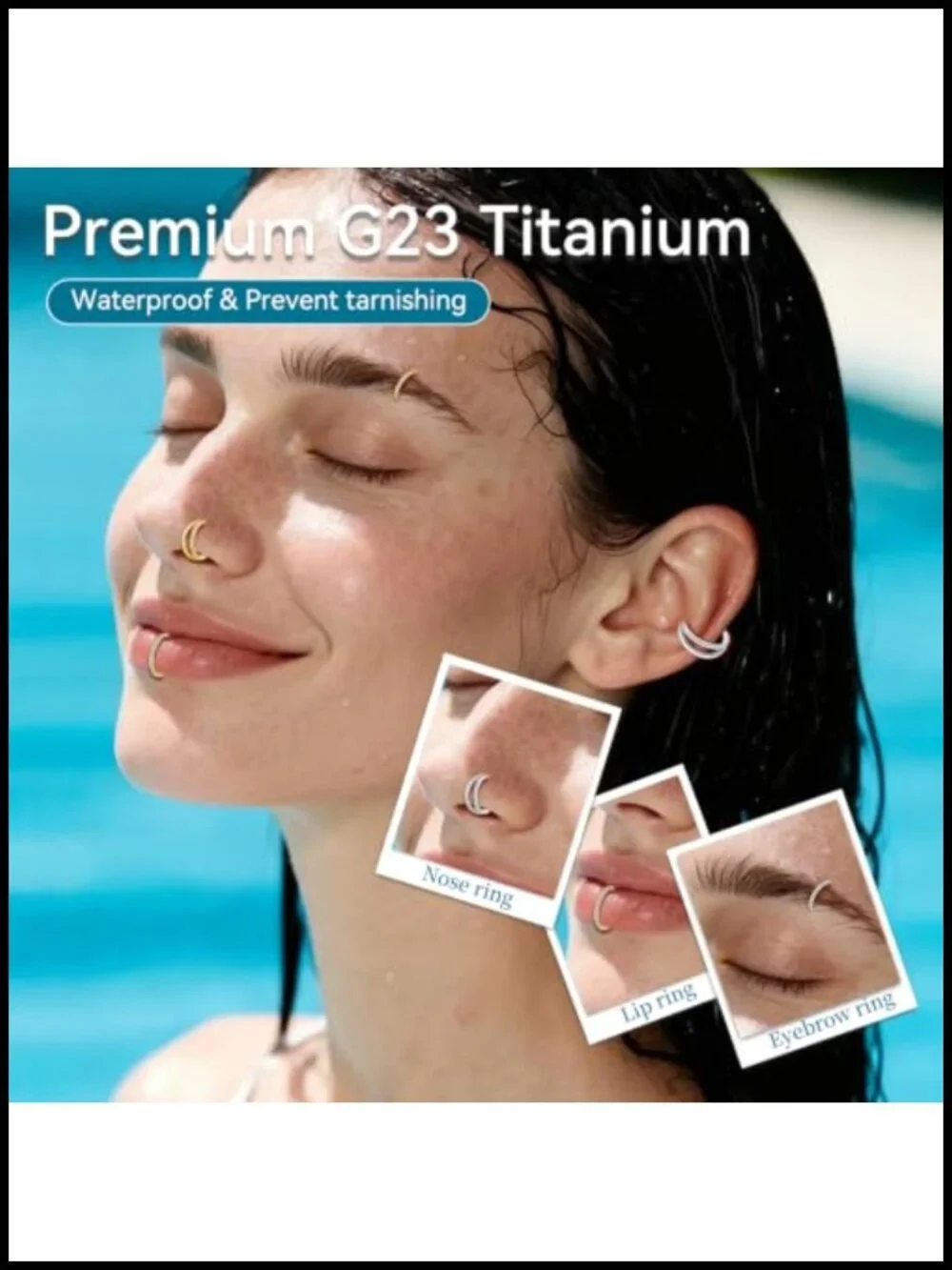 20G Titanium Nose Hoop Ring Set, Hypoallergenic Piercing Jewelry Trio, CZ &
